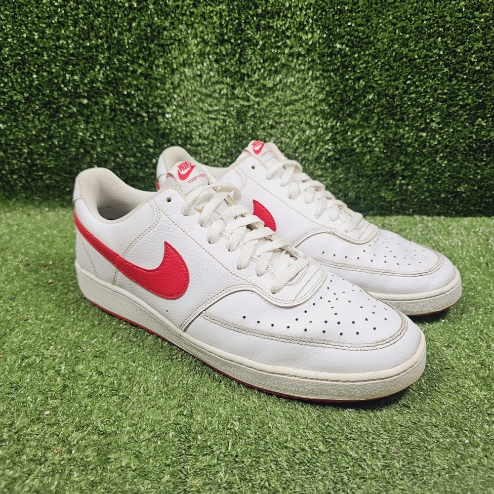 Nike Court Vision Low White University Red Sneakers CD5463-102 Mens Size 13